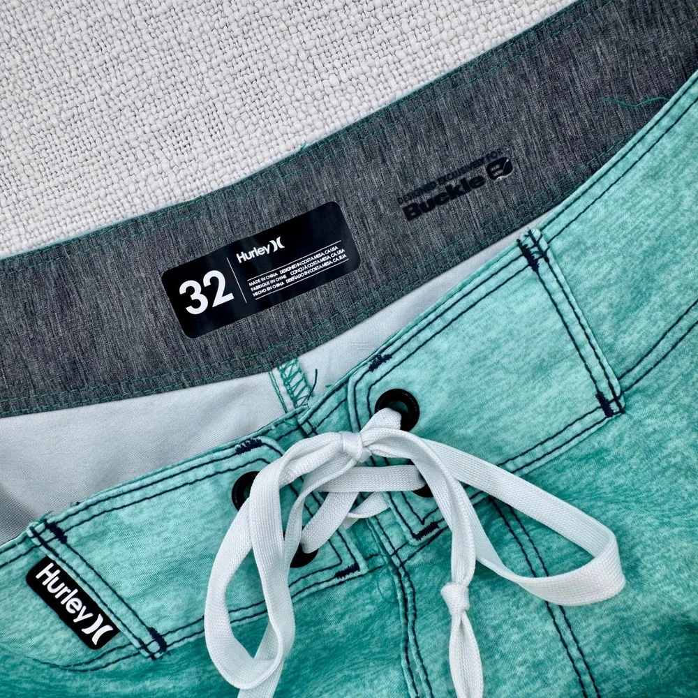 Hurley Block Party Board Shorts Mens 32 Green Heathered Swim Trunks Buckle
